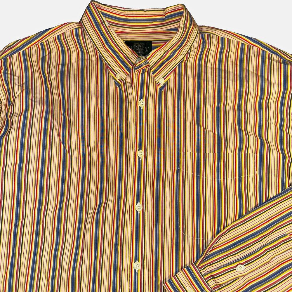Vintage J Crew Shirt XL Oarsman Green Label Stripe Long Sleeve Button Down 90s